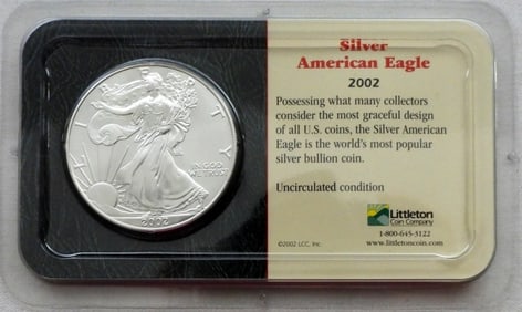 2002 SILVER EAGLE BU IN LITTLETON PACK