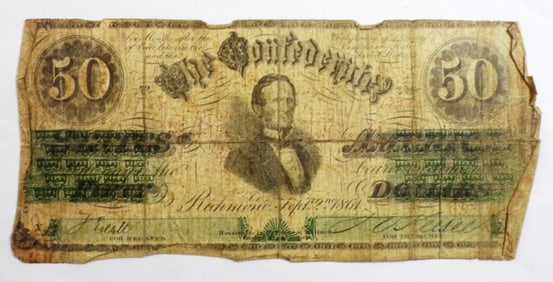 1864 $50 CONFEDERATE NOTE