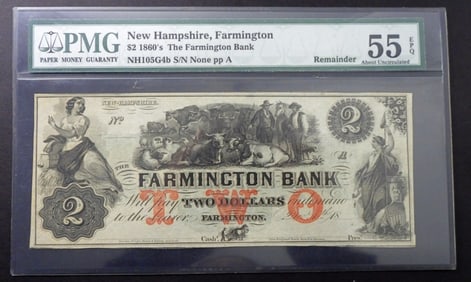 1860'S $2 NEW HAMPSHIRE,FARMINGTON PMG 55