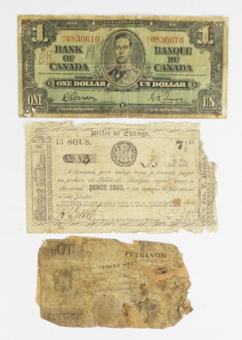 3 VINTAGE CANADIAN BANK NOTES (1 of 2)