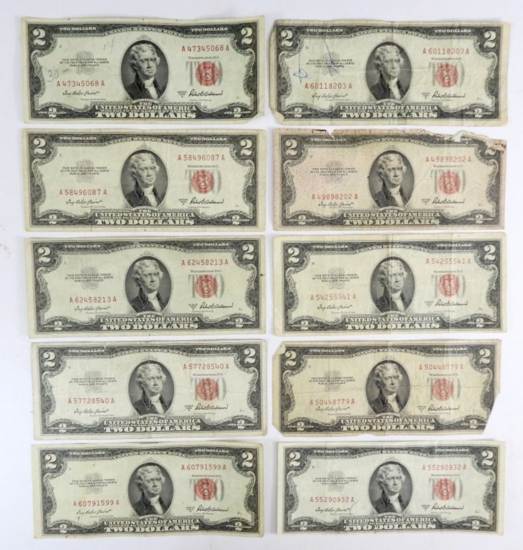 (10) 1953 $2 RED SEAL U.S. NOTES (1 of 2)