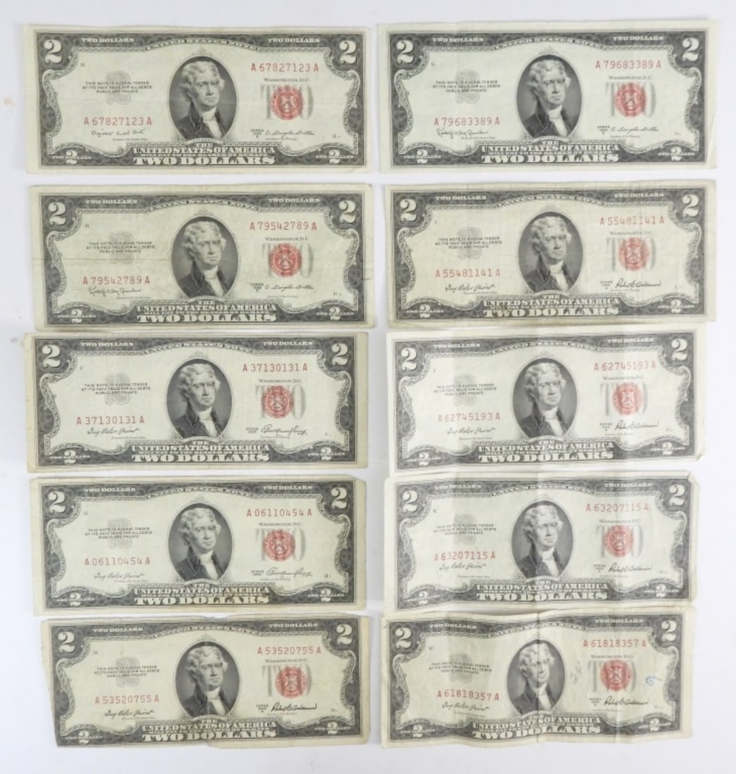 (10) 1953 $2 RED SEAL U.S. NOTES (1 of 2)