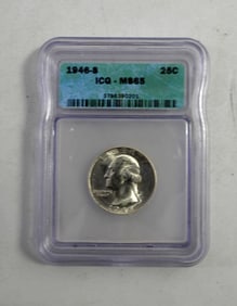 1946-S WASHINGTON QUARTER ICG MS-65