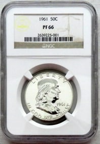 1961 FRANKLIN HALF NGC PF-66