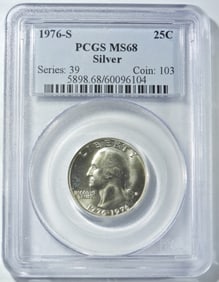 1976-S SILVER QUARTER PCGS MS-68