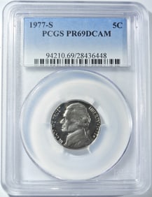 1977-S JEFFERSON NICKEL PCGS PR-69 DCAM