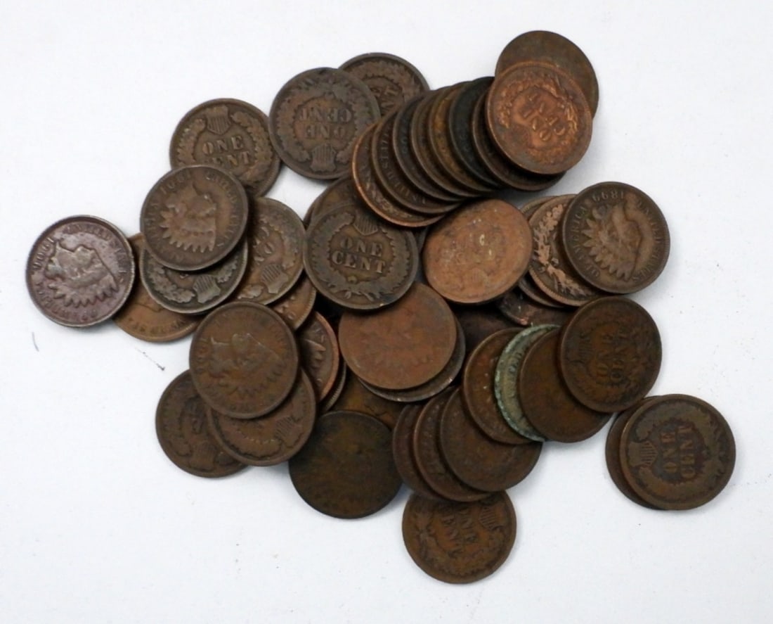 50 INDIAN HEAD CENTS MIXED LOT (1 of 2)