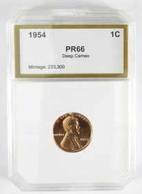 1954 LINCOLN CENT PR66 DEEP CAMEO