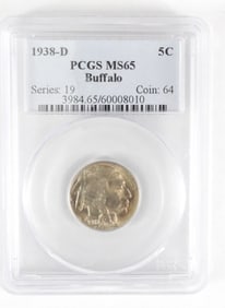 1938-D BUFFALO NICKEL PCGS MS65