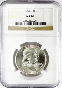 1957 FRANKLIN HALF DOLLAR NGC MS64