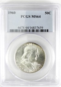 1960 FRANKLIN HALF DOLLAR PCGS MS64