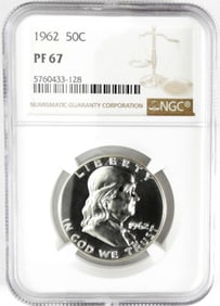 1962 FRANKLIN HALF DOLLAR NGC PF67