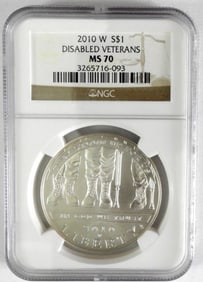 2010-W DISABLE VETERANS $1 NGC MS70