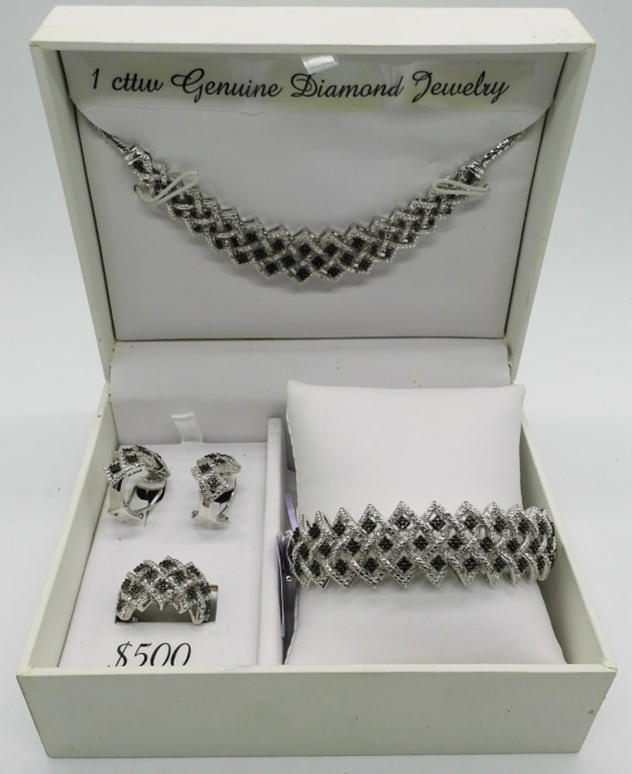 1 CARAT BLK/WHT DIAMOND SET (1 of 4)