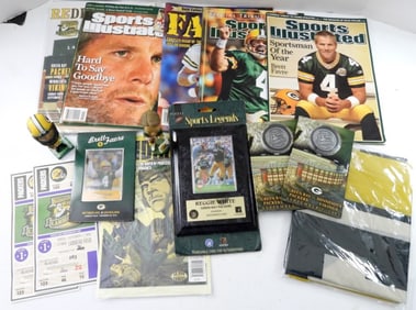 GREEN BAY PACKERS LOT SIGNED BRETT FARVE CARD & MO