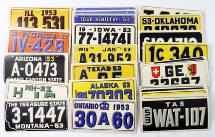 (28) 1953  TPOOS LICENSE PLATE TRADING CARDS