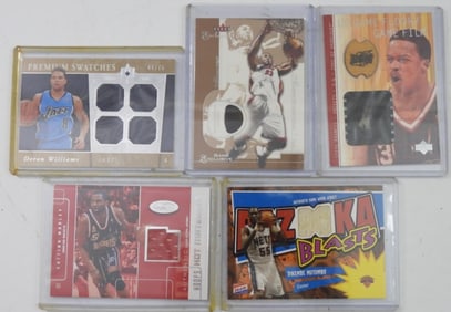 (5) BASKETBALL JERSEY  COLLECTORS CARDS
