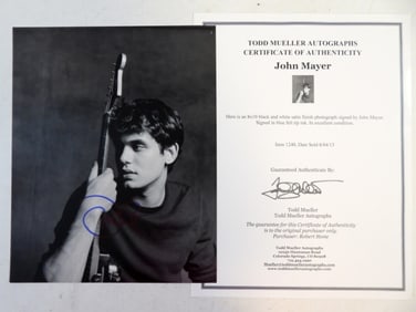 JOHN MAYER AUTO 8x10 COA