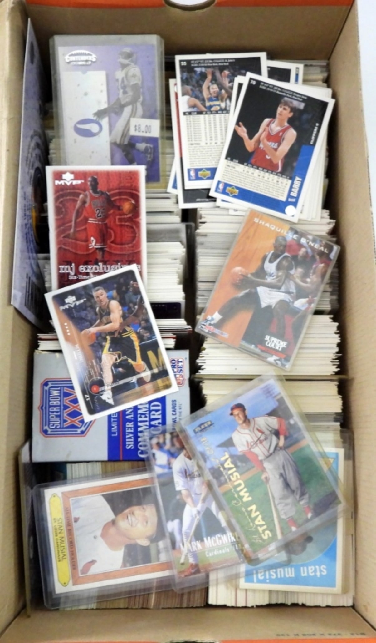 OVER 1000 SPORTS CARDS - SHOEBOX LOT (1 of 2)