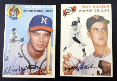 (2) 1954 TOPPS - EDDIE MATHEWS & WILHELM
