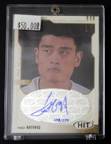 YAO MING 2002 AUTOGRAPHED SAGE HIT CARD