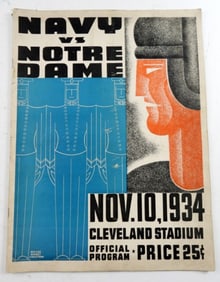 1934 NAVY VS. NOTRE DAME FOOTBALL PROGRAM