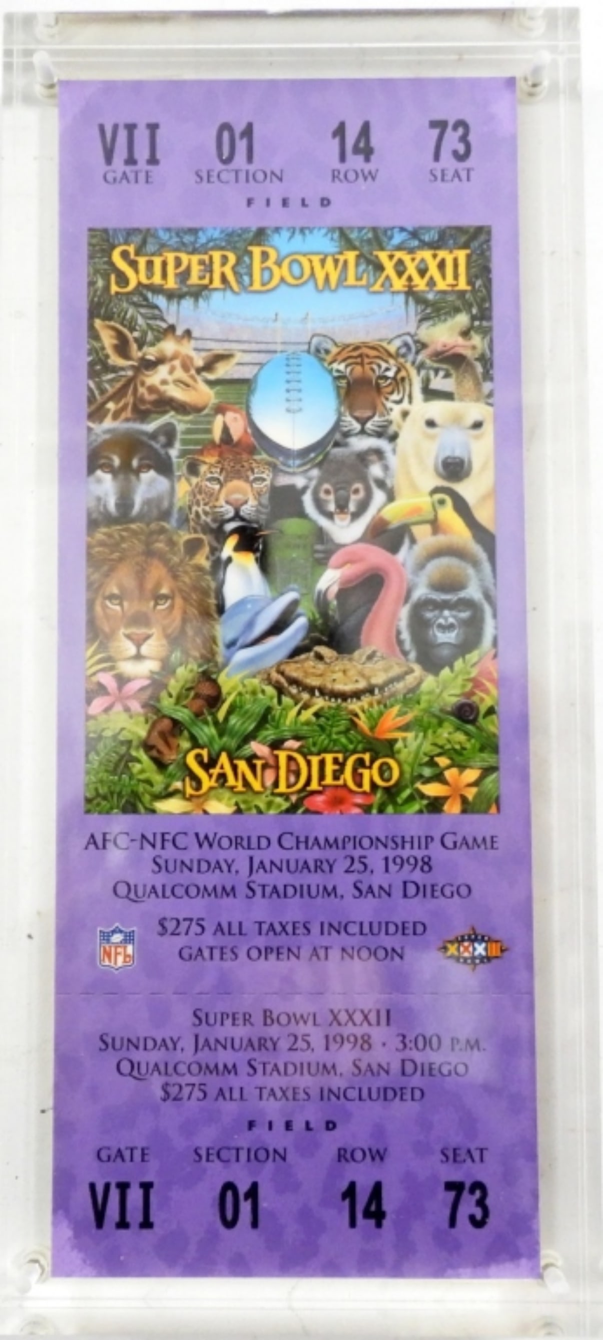 1998 NFL SUPERBOWL TICKET SAN DIEGO UNUSED (1 of 2)