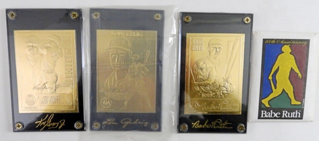 (3) BASEBALL GOLD CARDS - RUTH, GEHRIG