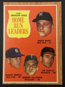 1962 TOPPS #53 HOME RUN LEADERS, MANTLE
