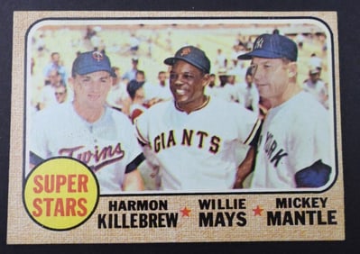 1968 TOPPS # 490 SUPER STARS MAYS, MANTLE&