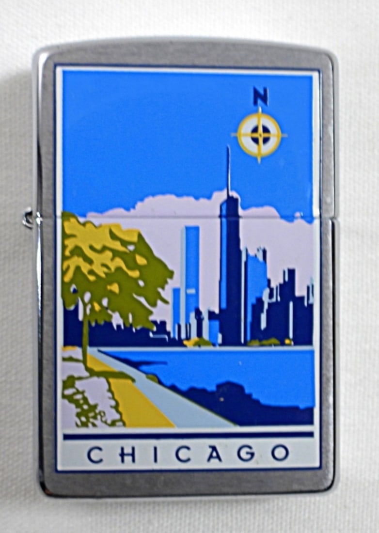 2000 (UNFIRED) CHICAGO SKYLINE ZIPPO: 2000 (UNFIRED) CHICAGO SKYLINE ZIPPO,IN CASE