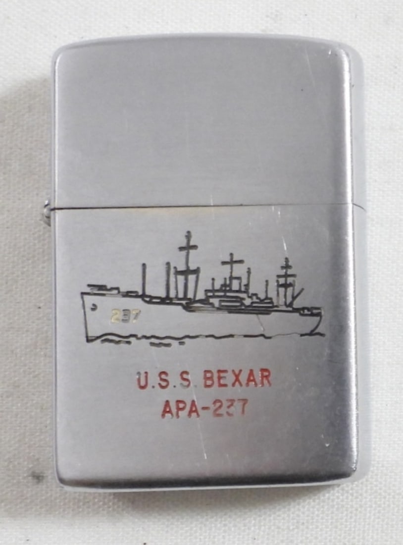 PAT. 2517191 ZIPPO - USS BEXAR APA-237: insert Pat. 2032695 - MILITARY FIRED