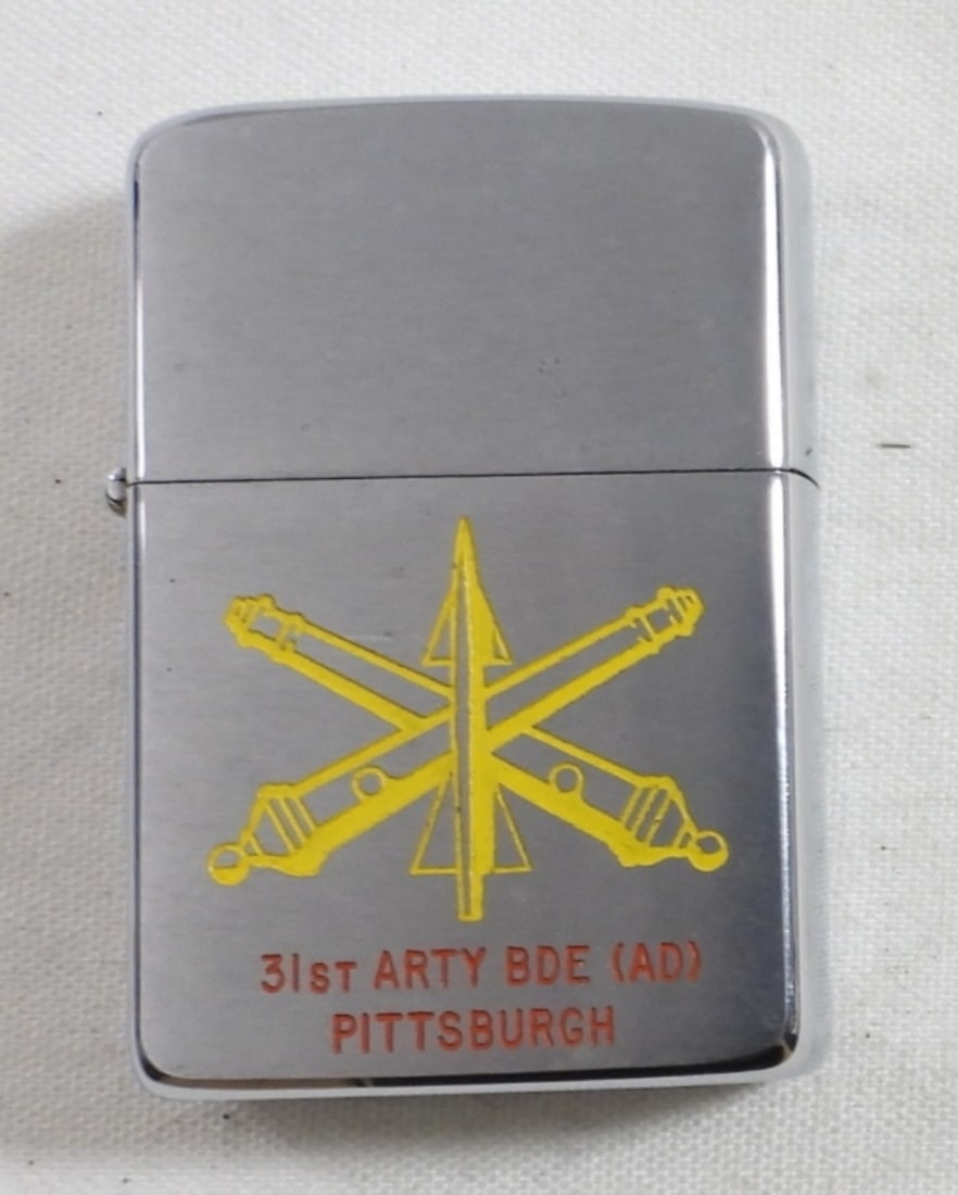 1963 ZIPPO 31st ARTY BDE (AD) PITTSBURGH: LIGHTLY USED - ENGRAVED "BRIG GEN" & NAME