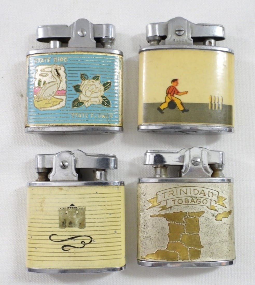 (4) VINTAGE LIGHTERS WITH DESIGNS (1 of 2)