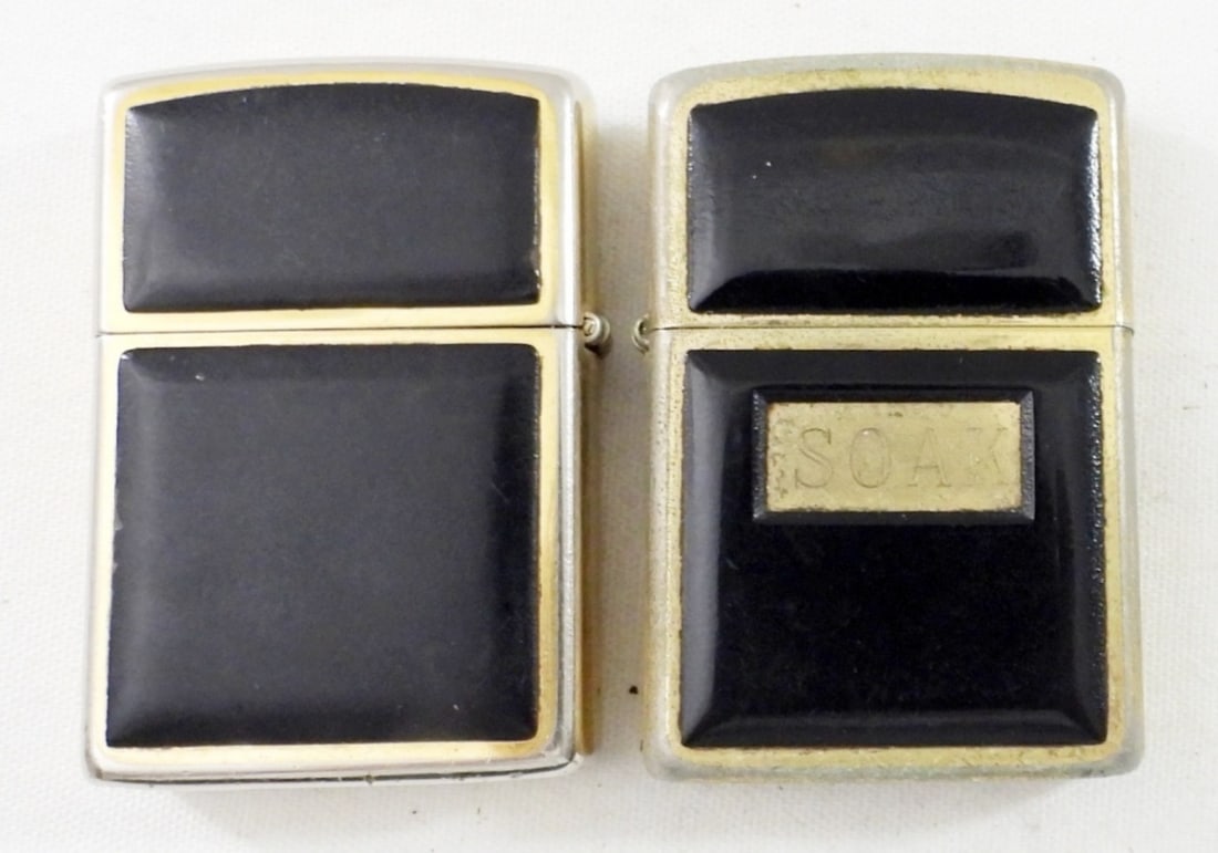 1989 & 1994 ZIPPO BLACK / GOLD LIGHTERS (1 of 4)