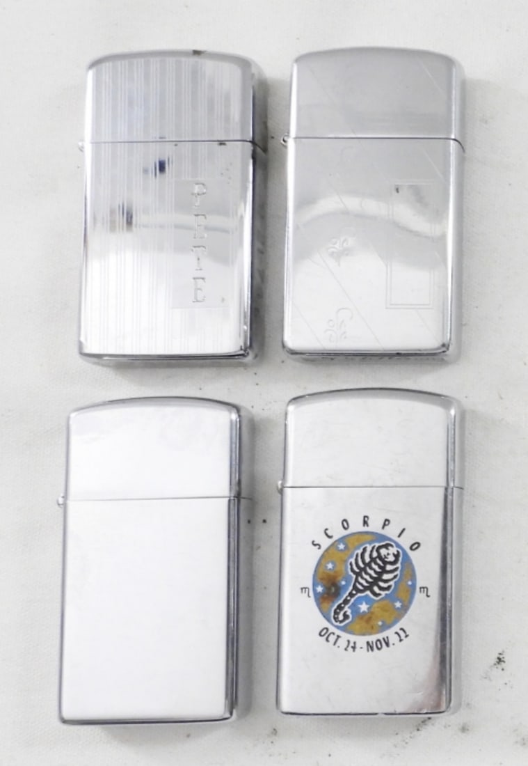 (4) ZIPPO SLIM LIGHTERS - VARIOUS YEARS (1 of 3)