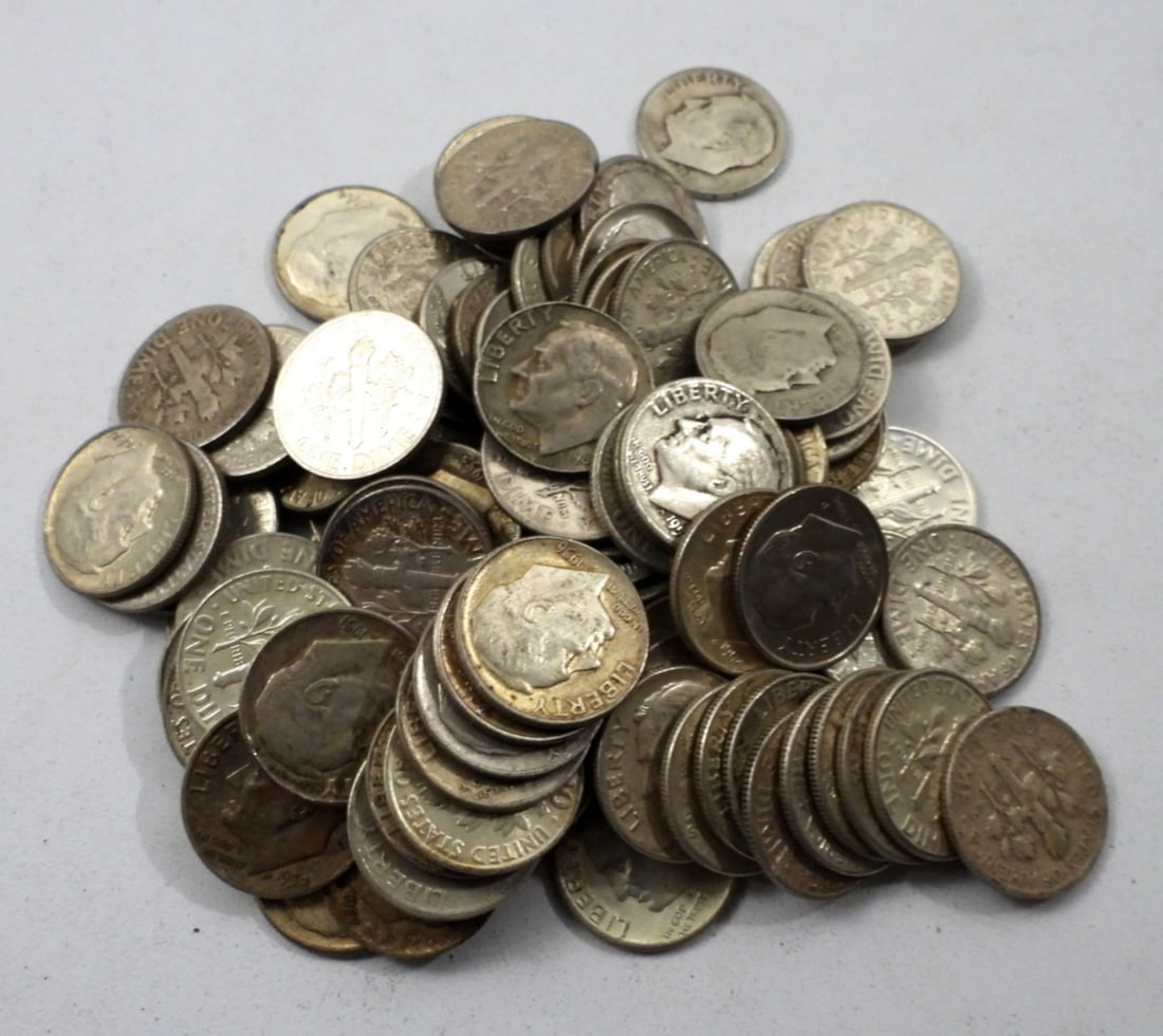 $10 FACE VALUE 90% SILVER ROOSEVELT DIMES (1 of 2)