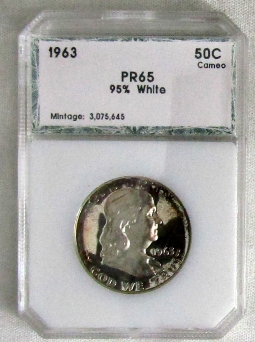 1963 FRANKLIN HALF PCI PROOF CAMEO: 95% WHITE