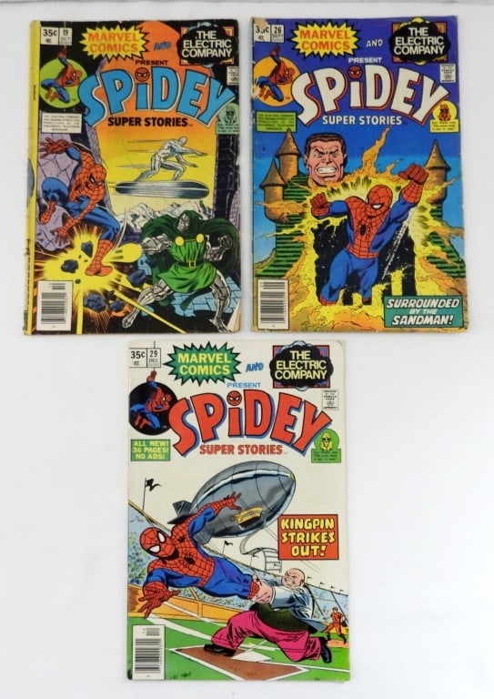 MARVEL SPIDEY SUPER STORIES#19,#26,#29: MARVEL & THE ELECTRIC COMPANY PRESENTS SPIDEY SUPER STORIES #19,#26,#19 (G-VG)
