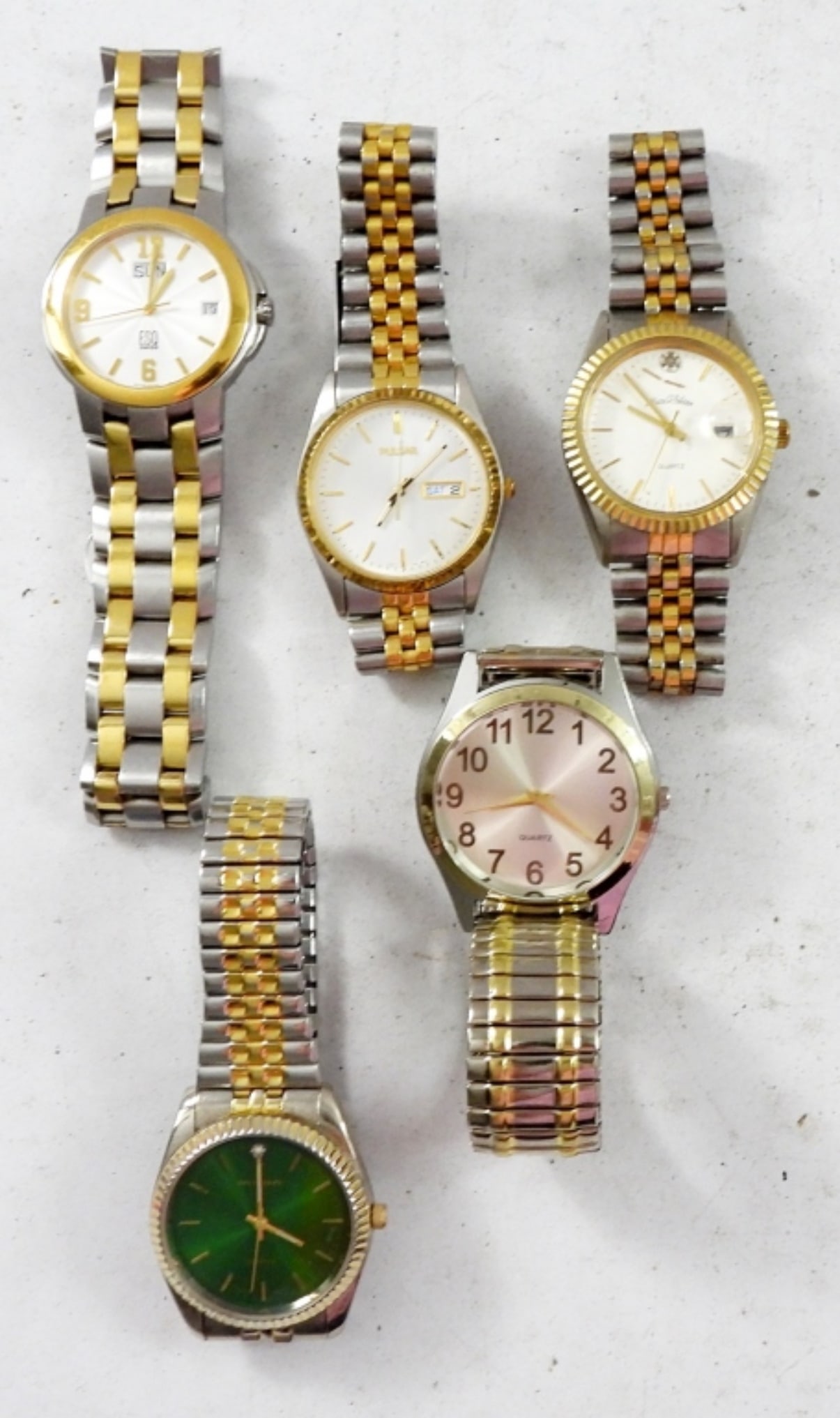 (5) TWO TONE MEN's WRIST WATCH LOT (1 of 2)