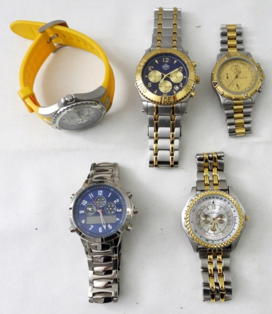 (5) MENS LARGE FACE CHRONOGRAPH WATCHES (1 of 3)