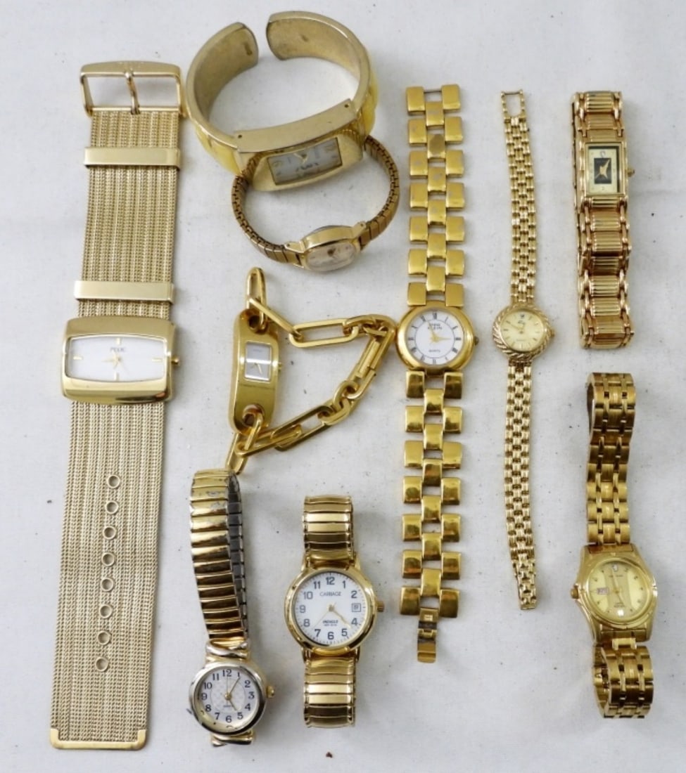 (10) GOLD TONE WOMEN'S BRACELET WATCHES (1 of 2)