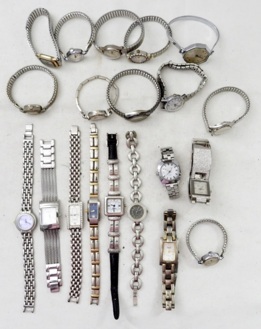 (20) SILVER TONE ASSORTED STYLE WATCHES (1 of 3)