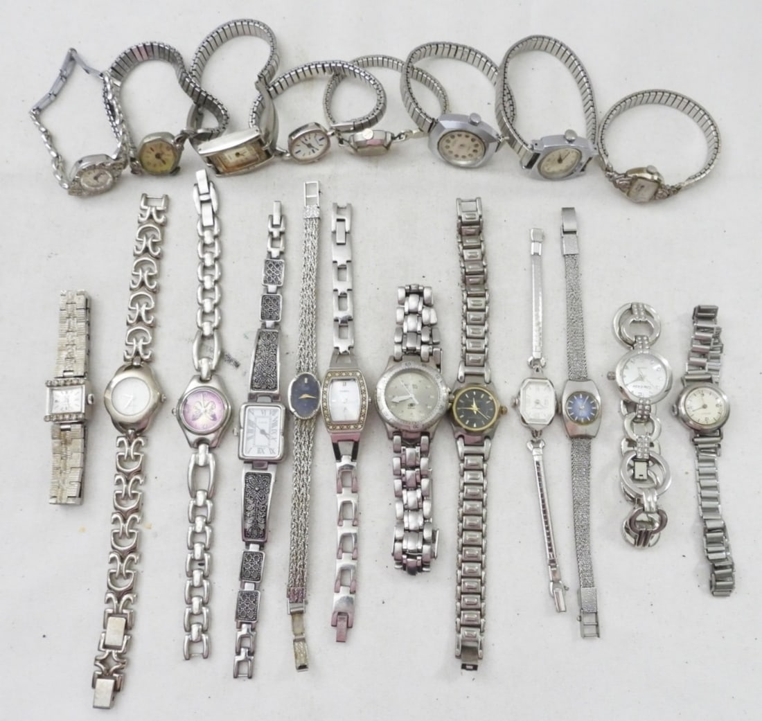 (20) SILVER TONE ASSORTED STYLE WATCHES (1 of 3)