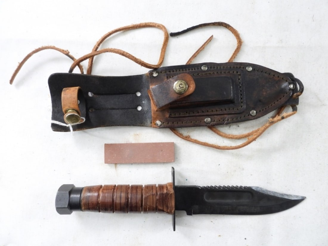 C JUL HERBERTZ FIXED BLADE PILOT KNIFE: 9 1/2" LONG, w/SHEATH - NICE CONDITION