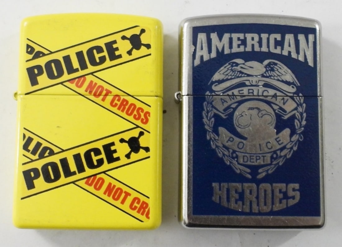 FIRED (2) POLICE ZIPPO LIGHTERS (1 of 4)