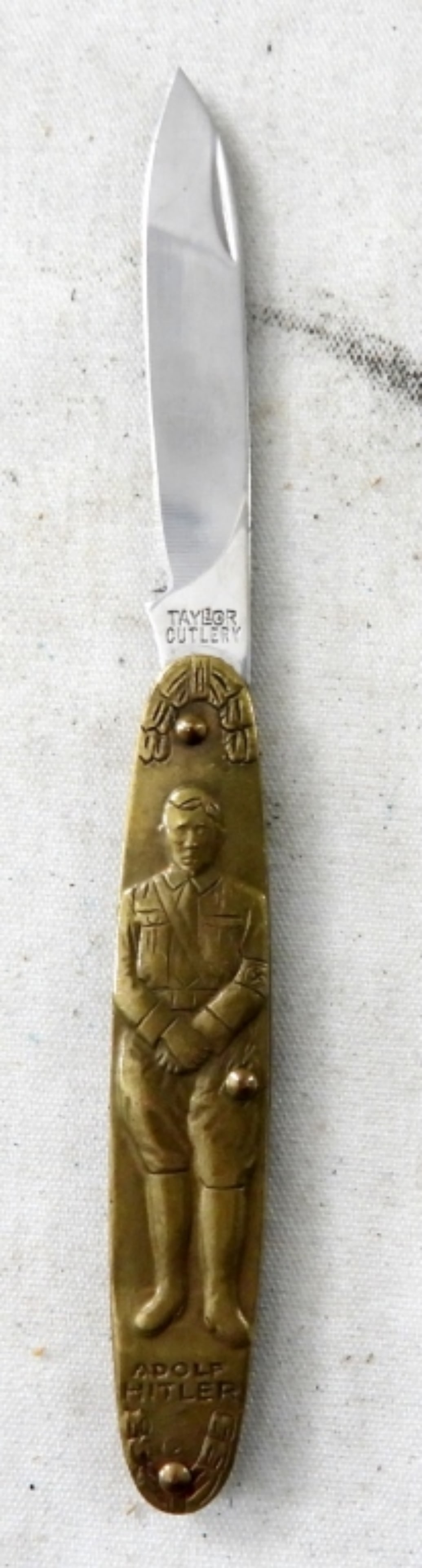DEUTSCHLAND GERMAN WAR ERA KNIFE: "ADOLF HITLER" w/EMBLEM - TAYLOR CUTLERY