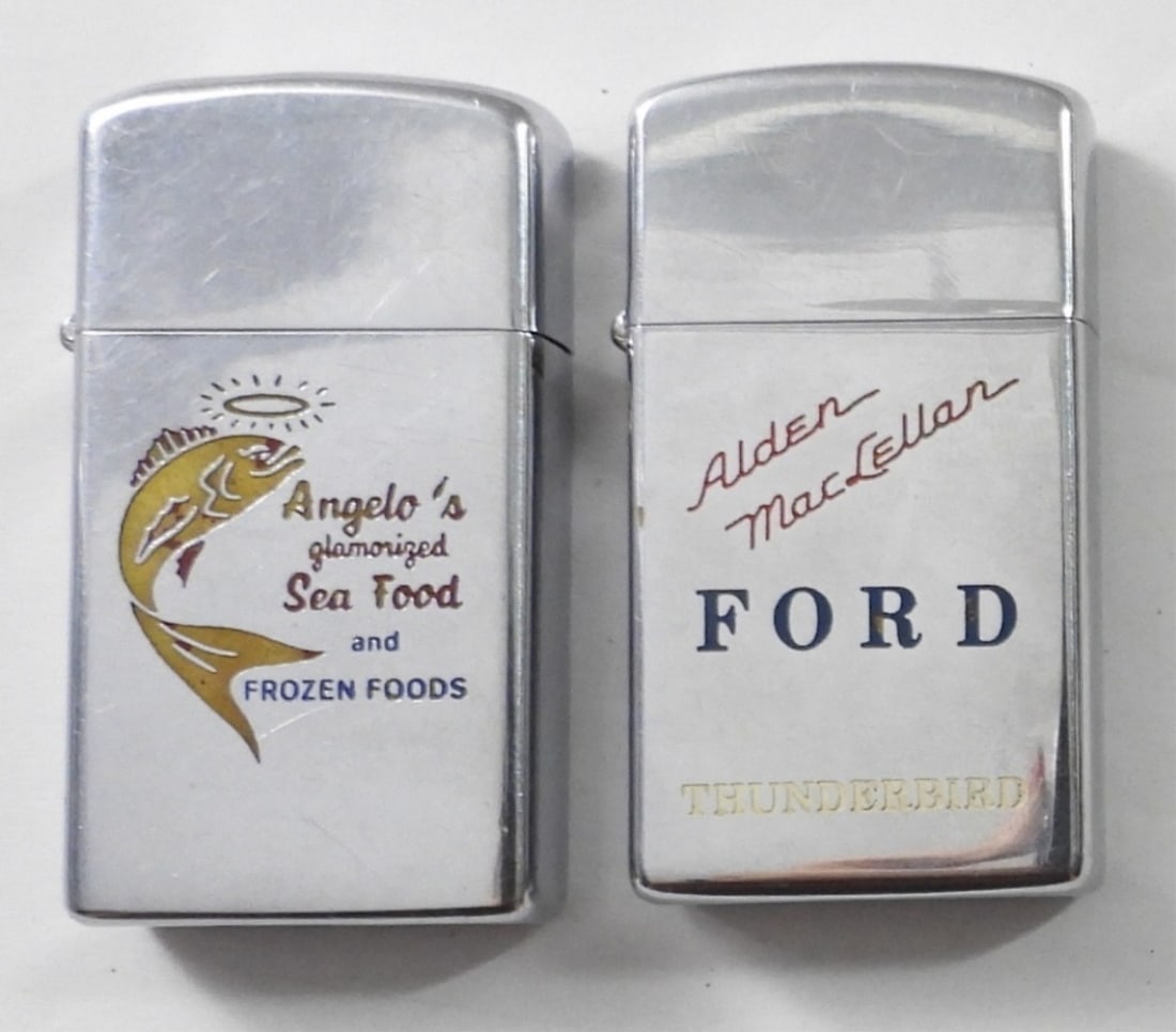 (2) VINTAGE CHROME ADVERTISING ZIPPO LIGHTERS (1 of 4)