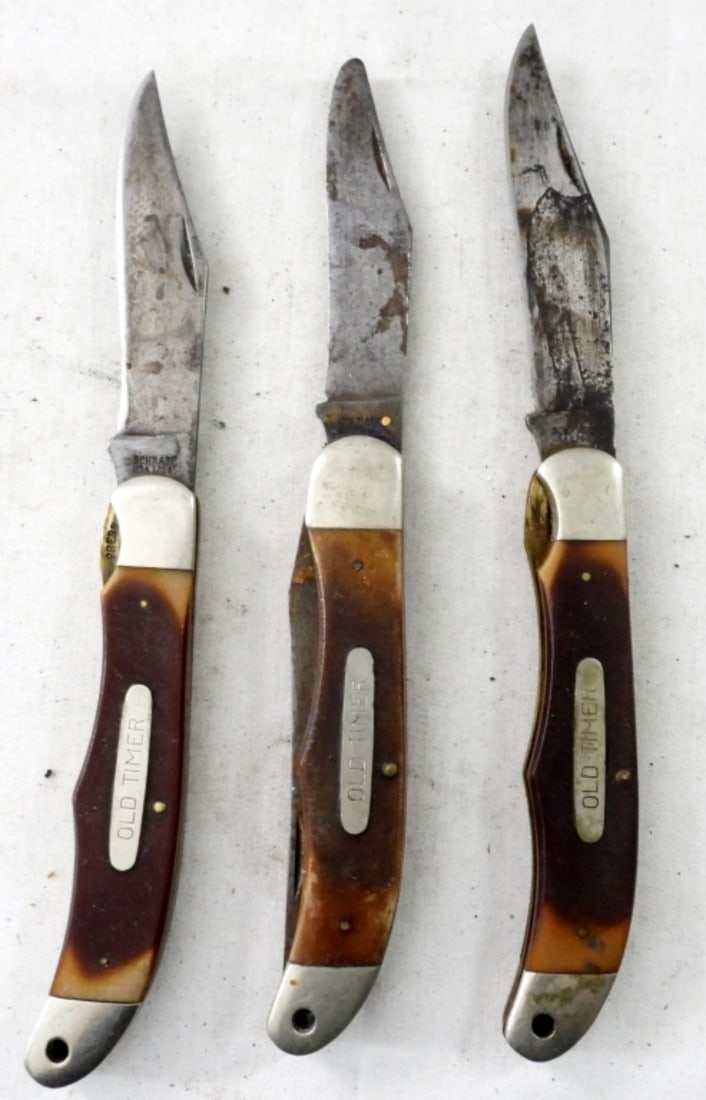 (3) LARGE SCHRADE OLD TIMER 125OT KNIVES (1 of 2)