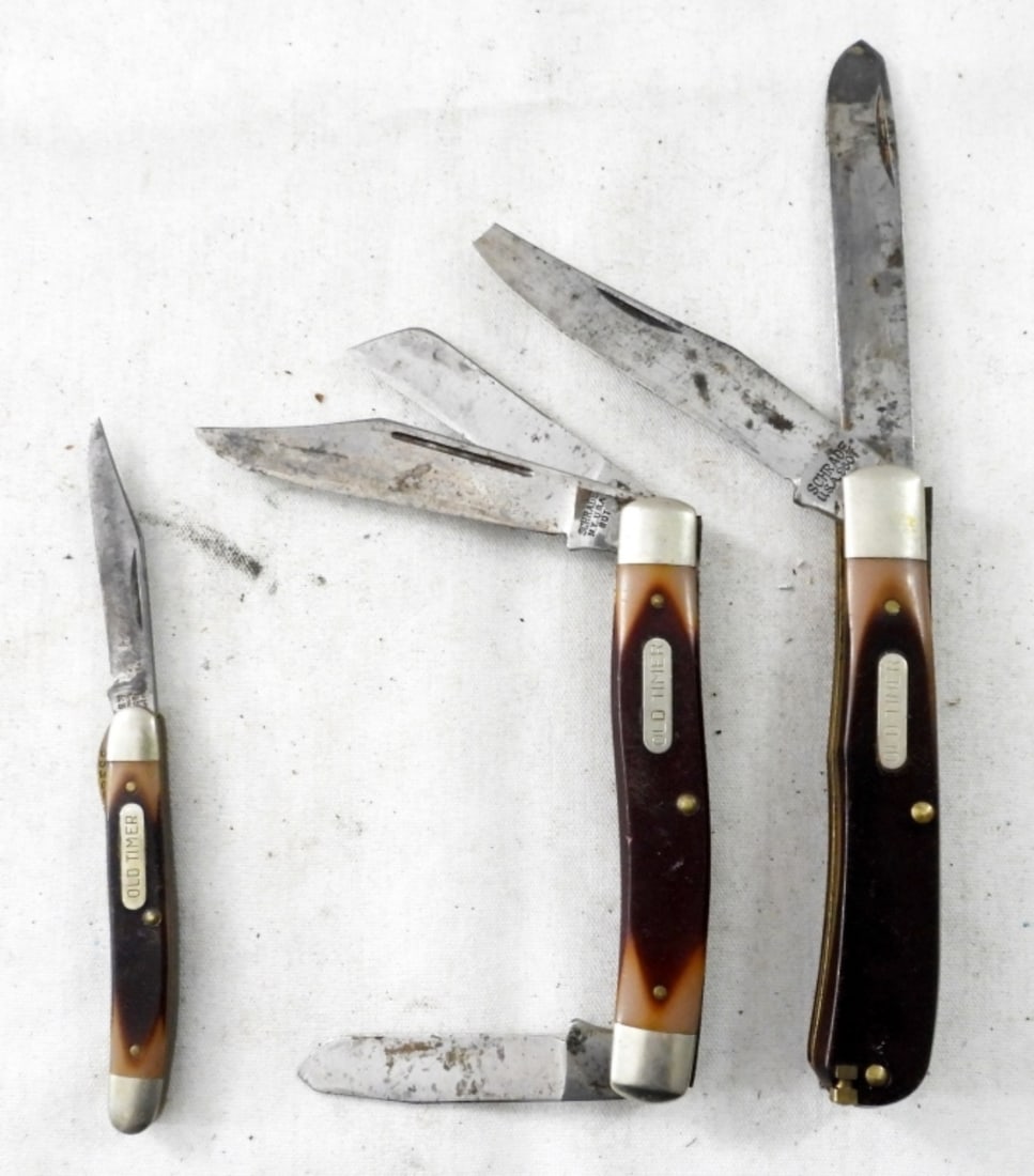 (3) VINTAGE SCHRADE OLD TIMER KNIVES (1 of 2)